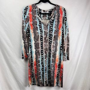 Diane Von Furstenberg Women’s Mixed Animal Print Shift Dress 100% Silk Size L
